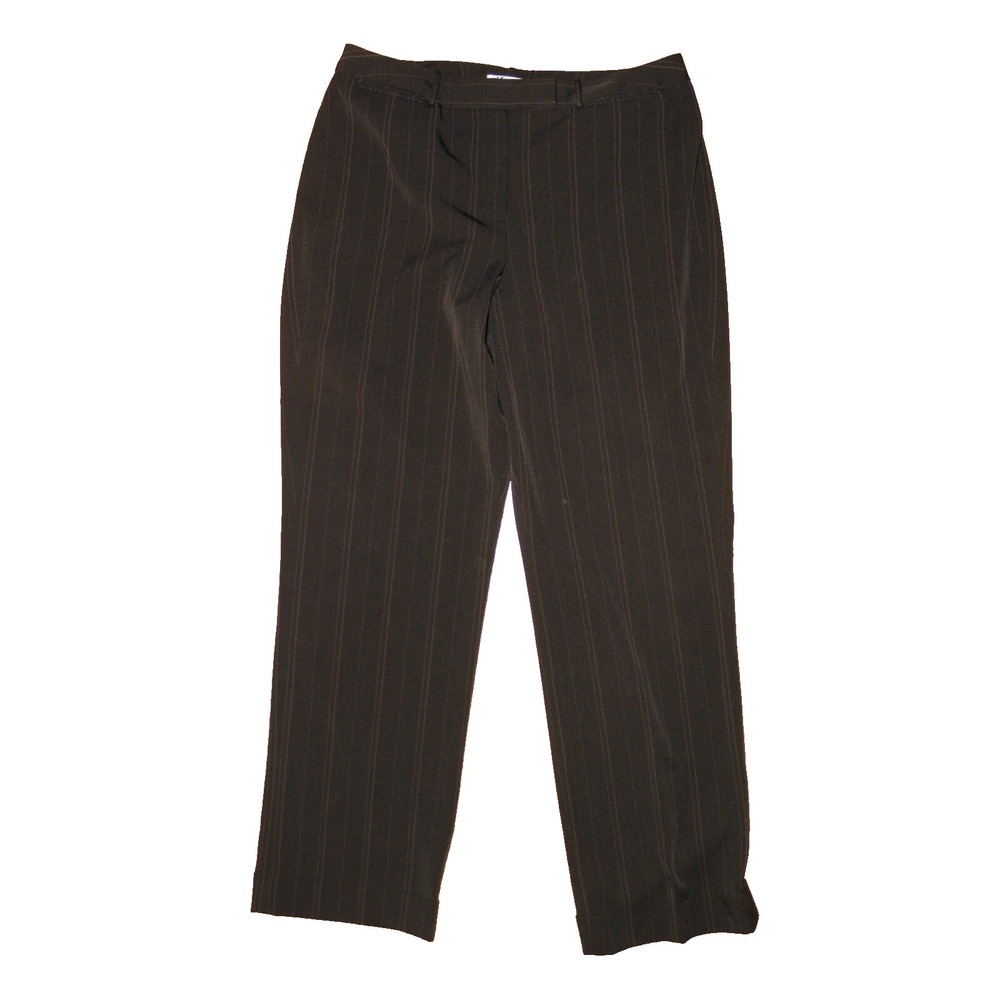 DRESSBARN Pants Womens 12 Brown Striped Zipper Fly Stretch Dress Office Work Y2K